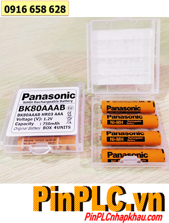 Panasonic BK80AAAB, Pin sạc 1.2v AAA750mAh Panasonic BK80AAAB chính hãng (Box 4viên)